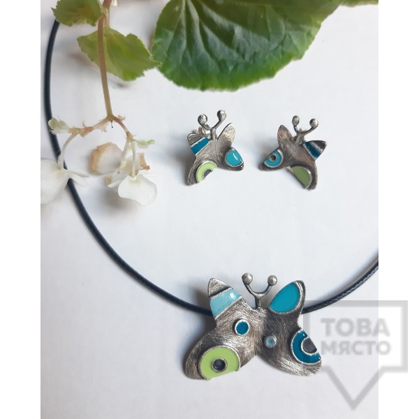 Сребърно колие Топрева - пъстра пеперуда