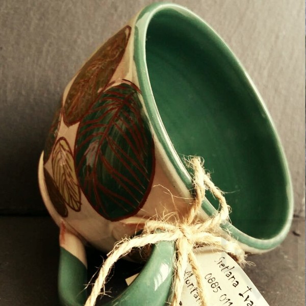 Handmade unique ceramic mug CeramicsS - Forest freshness