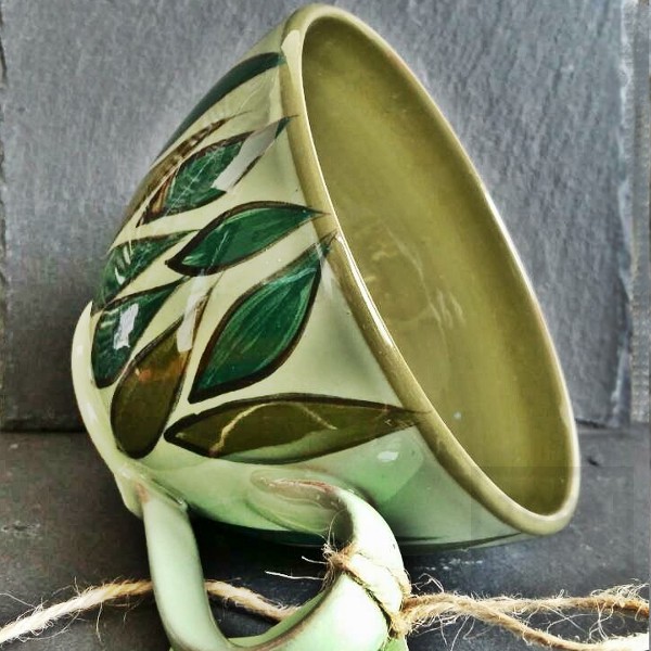 Handmade unique ceramic mug CeramicsS - Leaf garden