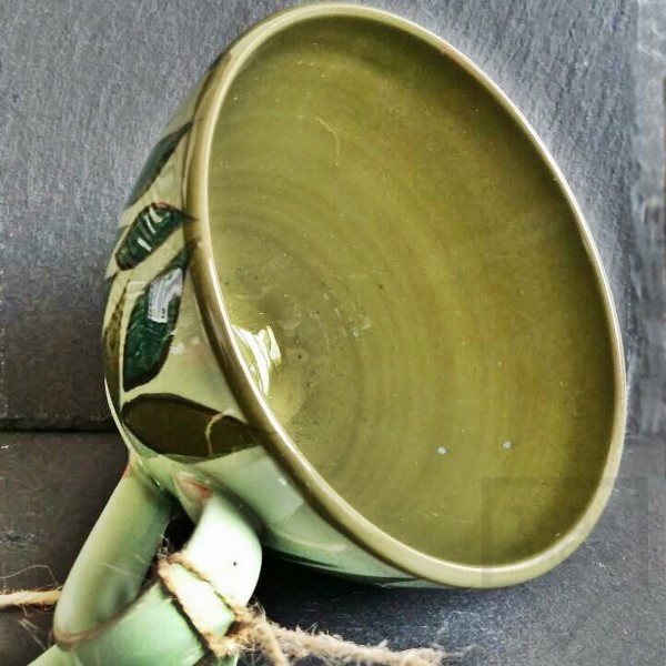Handmade unique ceramic mug CeramicsS - Leaf garden