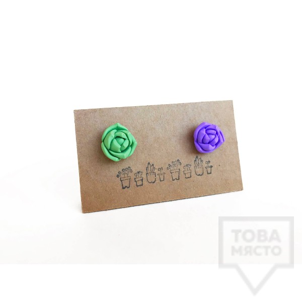 Ръчно изработени обеци 3va - "SuccuLove" mismatching earrings