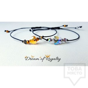 Ръчно изработена гривна талисман Swarowski кристал Dream of Royalty - black charm