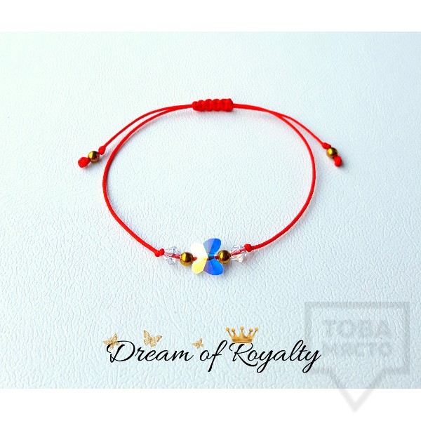 Ръчно изработена гривна талисман Swarowski кристал Dream of Royalty - red charm butterfly
