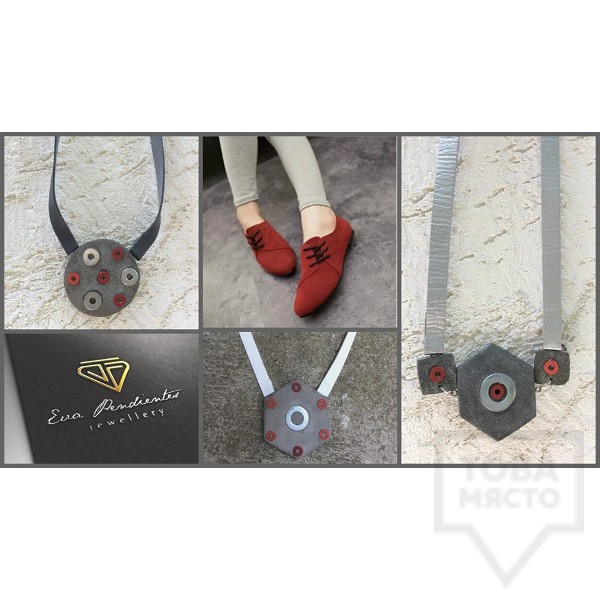 Дизайнерско колие EvaPendientes - бетон и болтове