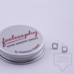 Сребърни малки обеци Feelosophy - квадрат