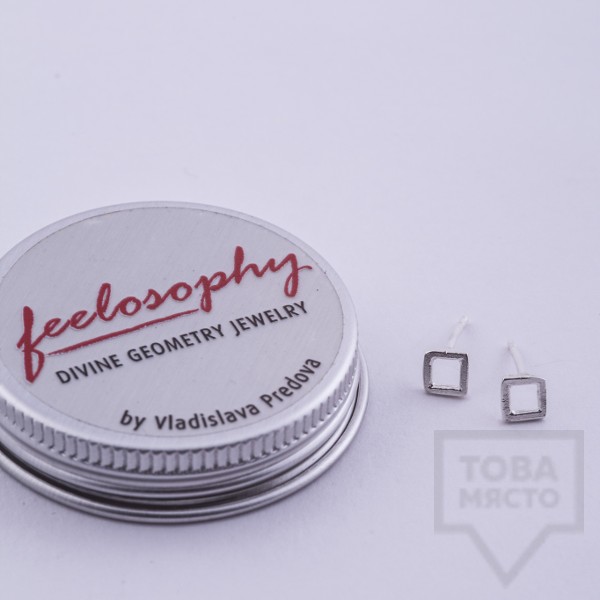 Сребърни малки обеци Feelosophy - квадрат