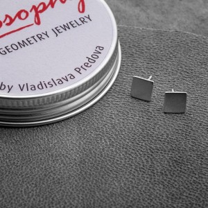 Сребърни обеци Feelosophy Hardware - квадрат