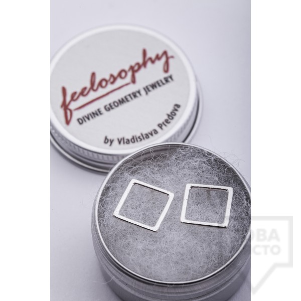 Сребърни обеци Feelosophy - квадрат
