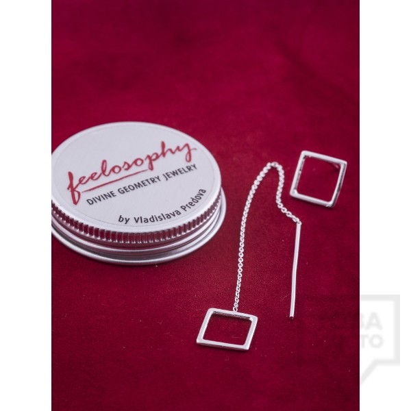 Сребърни обеци Feelosophy Sensuelle - висящи квадрати