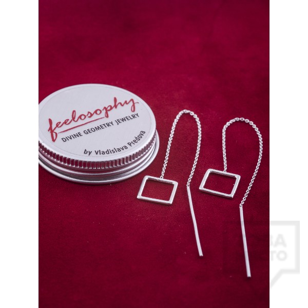 Сребърни обеци Feelosophy Sensuelle - висящи квадрати