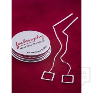 Сребърни обеци Feelosophy Sensuelle - висящи квадрати