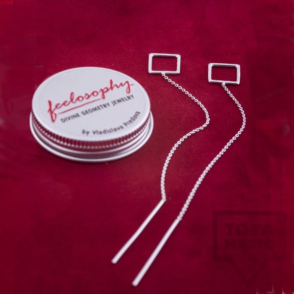 Сребърни обеци Feelosophy Sensuelle - висящи квадрати