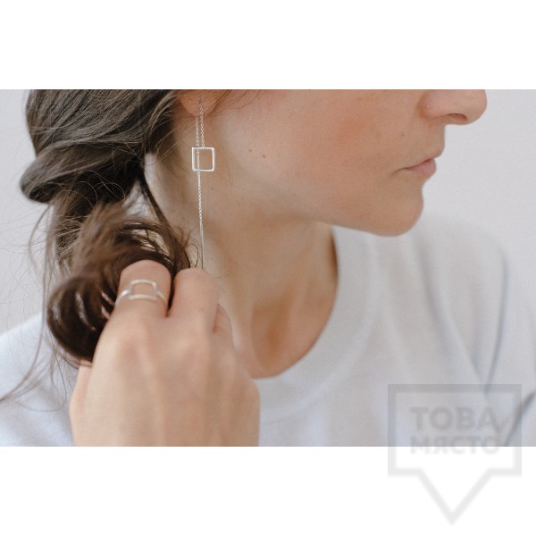 Сребърни обеци Feelosophy Sensuelle - висящи квадрати