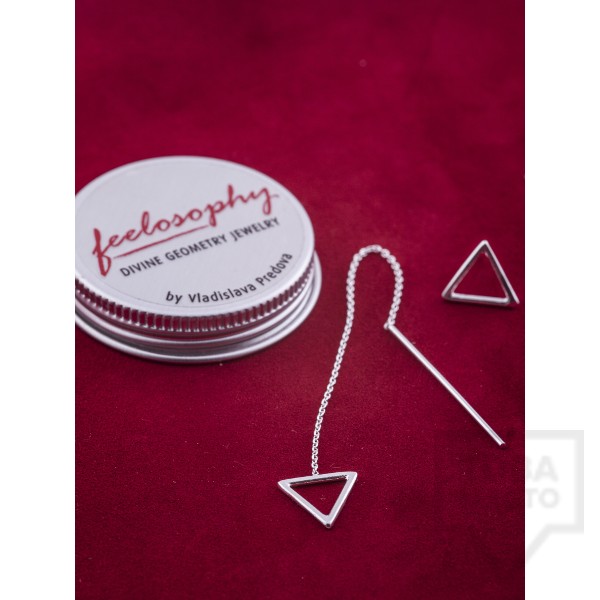 Сребърни обеци Feelosophy Sensuelle - висящи триъгълници
