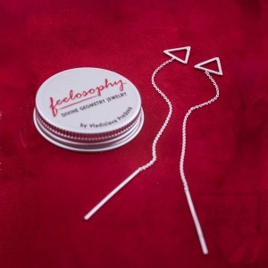 Сребърни обеци Feelosophy Sensuelle - висящи триъгълници