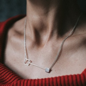 Сребърно колие Feelosophy Hardware - квадрат