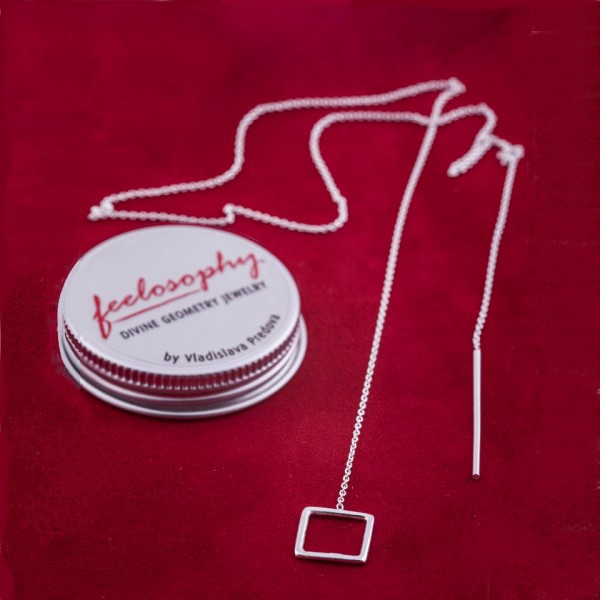 Сребърно отворено колие Feelosophy Sensuelle - квадрат