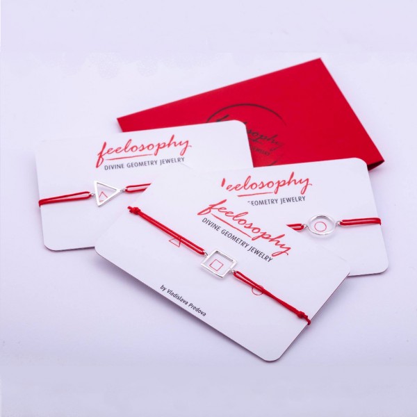 Сребърна гривна червен конец Feelosophy - кръг