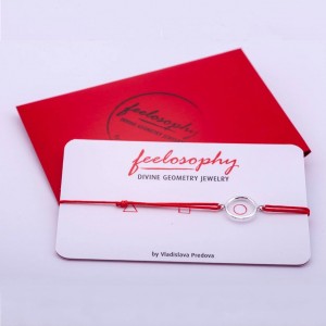 Сребърна гривна червен конец Feelosophy - кръг 
