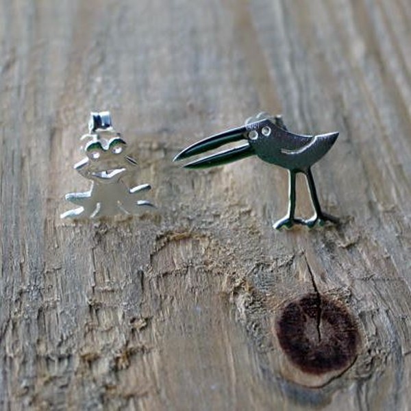 Ръчно изработени сребърни обеци Gargorock - Чоко и Боко