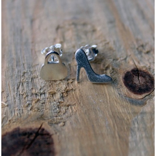 Ръчно изработени сребърни обеци Gargorock - чанта и токче