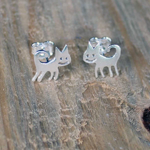 Ръчно изработени сребърни обеци Gargorock - котета
