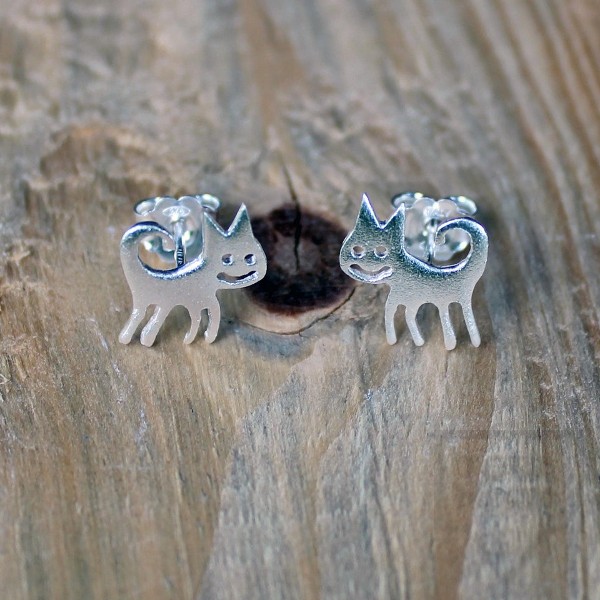 Ръчно изработени сребърни обеци Gargorock - котета