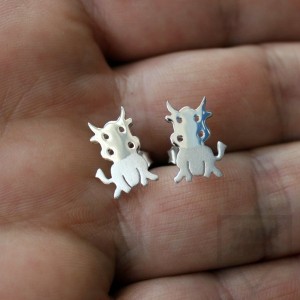 Ръчно изработени сребърни обеци Гаргорок - кравички