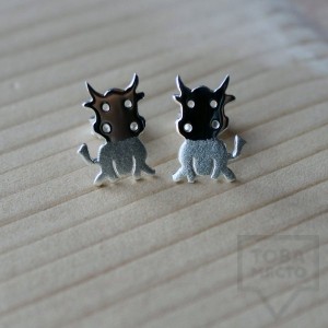 Ръчно изработени сребърни обеци Гаргорок - кравички