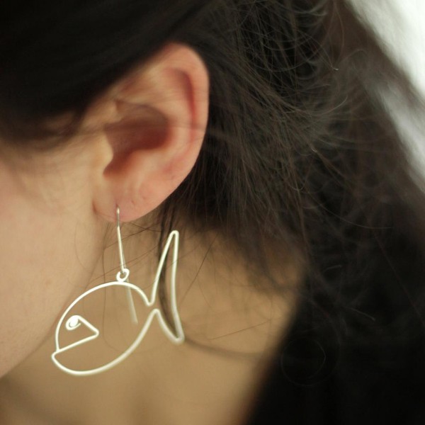 Ръчно изработени сребърни обеци Гаргорок - висящи рибоци