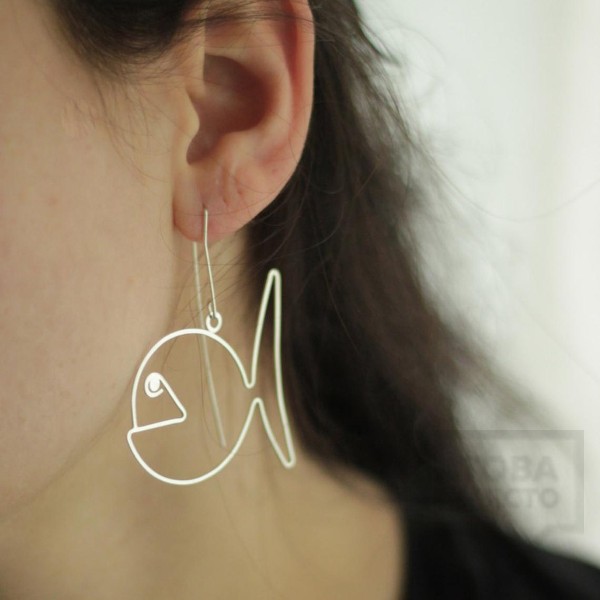 Ръчно изработени сребърни обеци Гаргорок - висящи рибоци