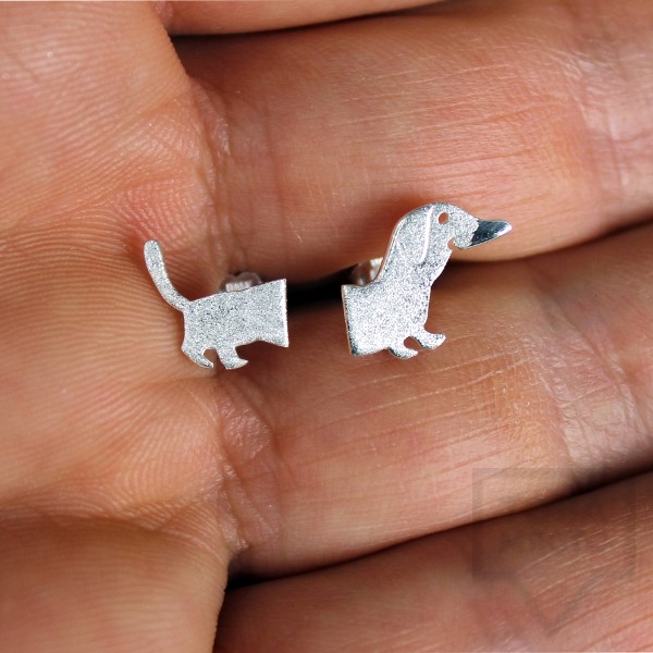 Сребърни обеци Gargorock - дакел