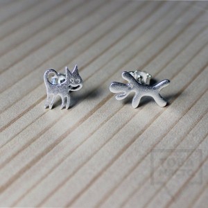 Сребърни обеци Gargorock - като котка и куче
