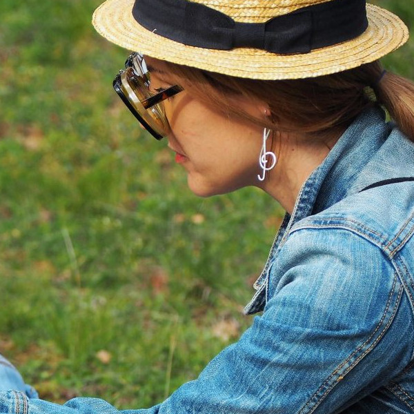 Сребърни обеци Gargorock - ключ сол