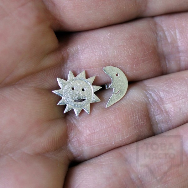 Сребърни обеци Gargorock - слънце и луна
