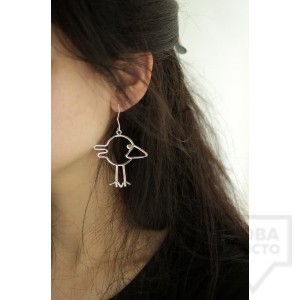 Сребърни обеци Gargorock - висящи пилета