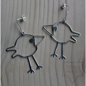 Сребърни обеци Gargorock - висящи пилета