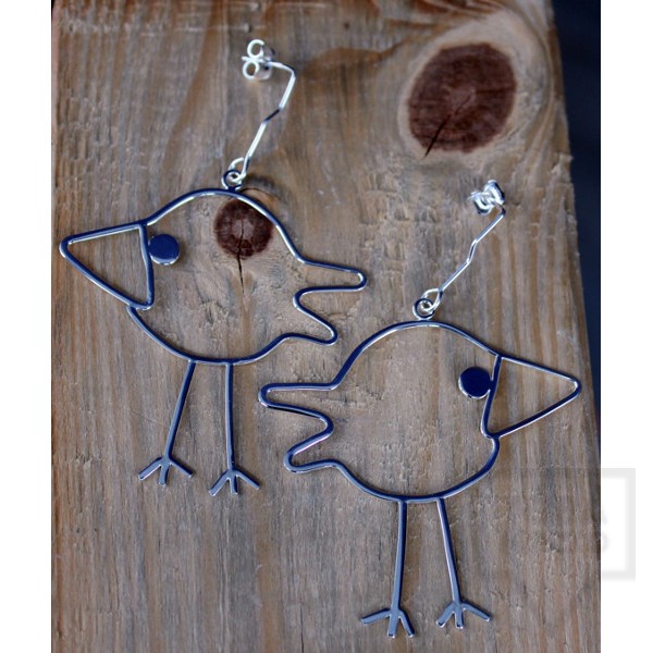 Сребърни обеци Gargorock - висящи пилета