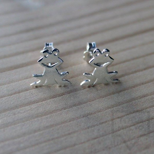 Сребърни обеци Gargorock - жабки