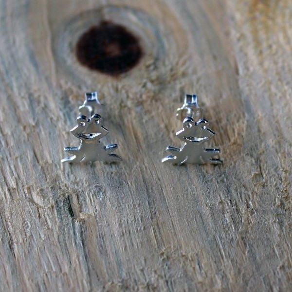 Сребърни обеци Gargorock - жабки