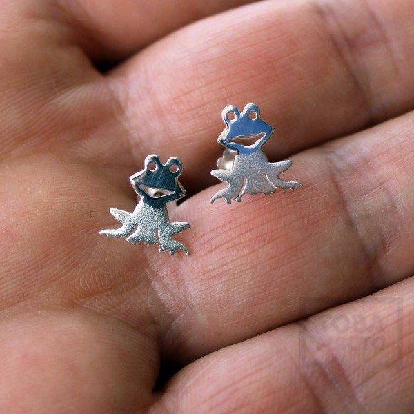 Сребърни обеци Gargorock - жабки