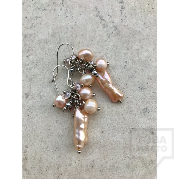 Ръчно изработени обеци Jewellery by Emilya - остри перли