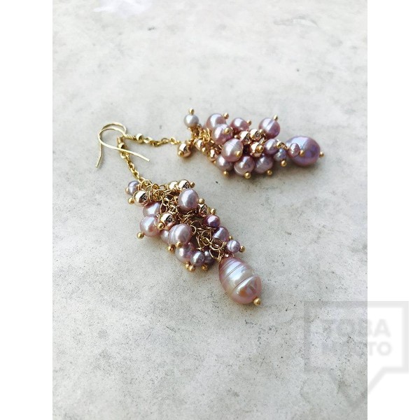 Ръчно изработени обеци Jewellery by Emilya перли и хематит