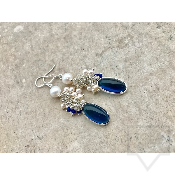 Ръчно изработени обеци Jewelry by Emiliya - Blue Quartz