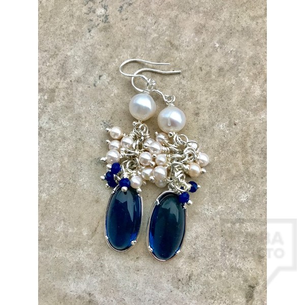 Ръчно изработени обеци Jewelry by Emiliya - Blue Quartz
