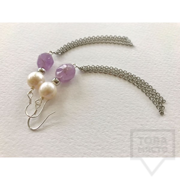 Ръчно изработени обеци Jewelry by Emiliya - Purple Pearl