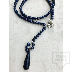 Ръчно изработено колие Jewellery by Emilya - сини перли 
