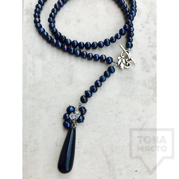 Ръчно изработено колие Jewellery by Emilya - сини перли