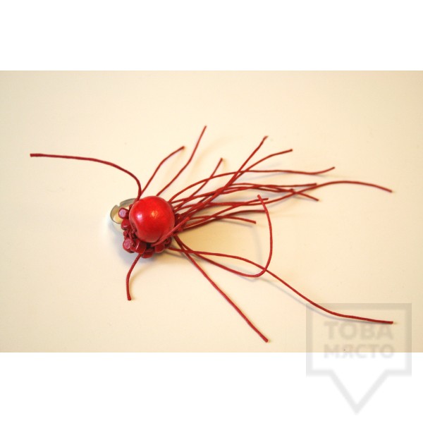 Дизайнерски пръстен KaYo - червен с дърво