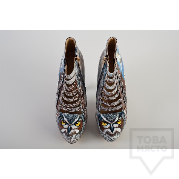 Дизайнерски дамски обувки Kareez Art Line - Бухал